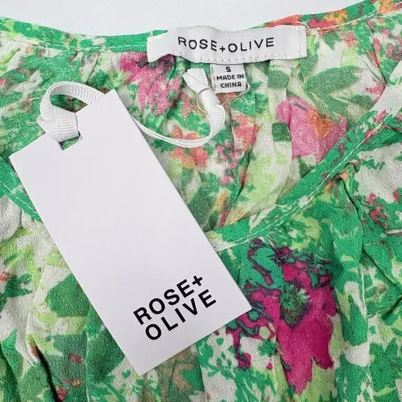 Rose + Olive NWT Floral Ruffle Strap Tank Top Size Small Boho Coastal Romantic - Picture 7 of 11